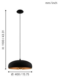 Eglo 94605 - Luster MOGANO 1xE27/60W/230V
