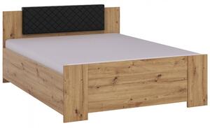 Manželská posteľ 160x200 CORTLAND 1 - dub artisan / čierna ekokoža