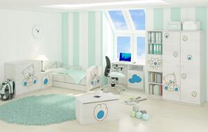 Detská posteľ s výrezom MAČIČKA - modrá 140x70 cm + matrac ZADARMO!