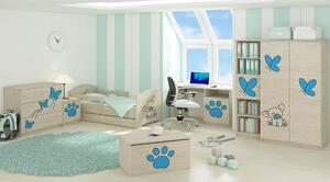 Detská posteľ s výrezom PSÍK - modrá 140x70 cm + matrac ZADARMO!