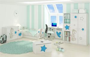 Detská posteľ s výrezom ŽIRAFA - modrá 140x70 cm + matrac ZADARMO!