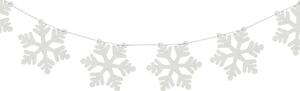 Vianočná drevená girlanda WHITE SNOWFLAKES 2 m, biela