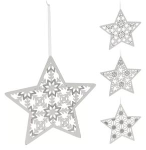 Vianočná závesná hviezda GLITTER STAR 22 cm, biela