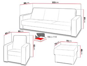 Zostava nábytku do obývacej izby RIALTO - hnedá ekokoža / béžová