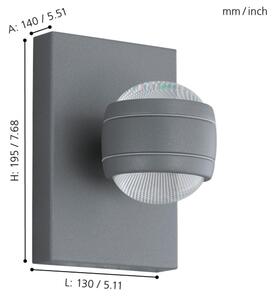 Eglo 94796 - LED Vonkajšie svietidlo SESIMBA 2xLED/3,7W/230V IP44