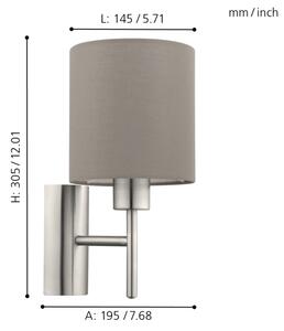 Eglo 94925 - Nástenné svietidlo PASTERI 1xE27/60W/230V taupe