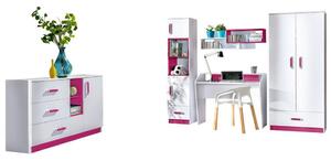 Nábytok do detskej izby SINCE 2 - biely / ružový