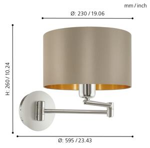 Eglo 95055 - Nástenné svietidlo MASERLO 1xE27/60W/230V