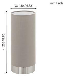 Eglo 95122 - Stmievateľná stolná lampa PASTERI 1xE27/40W/230V