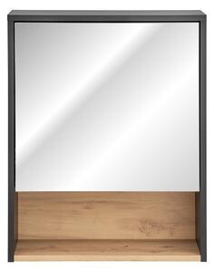 Comad Závesná kúpeľňová skrinka so zrkadlom Borneo Cosmos 840 1D sivá/dub artisan