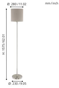 Eglo 95167 - Stojaca lampa PASTERI 1xE27/60W/230V