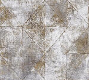 Vliesové tapety na stenu 38976-4, rozmer 10,05 m x 0,53 m, moderný industriálny vzor zlato-sivý, A.S. Création