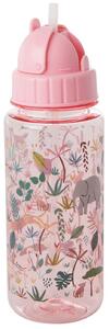 Detská fľaša so slamkou Jungle Animals Pink 450 ml