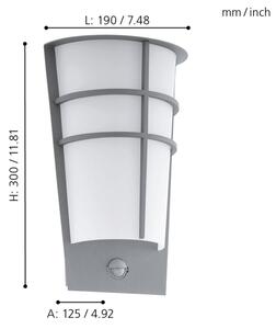 Eglo 96017-LED Vonkajšie nástenné svietidlo s pohybovým senzorom BREGANZO 1 2xLED/2,5W IP44
