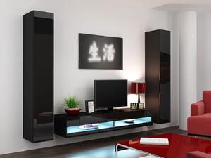 Stena do obývacej izby ASHTON N4 - čierna / lesklá čierna