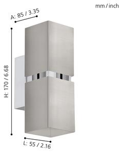 Eglo 96264 - LED nástenné svietidlo PASSA 2xGU10/2,8W/230V hranaté