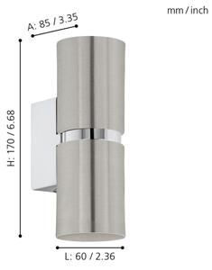 Eglo 96261 - LED Nástenné svietidlo PASSA 2xGU10/3.3W/230V guľaté