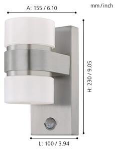 Eglo 96277 - LED Vonkajšie nástenné svietidlo s čidlom ATOLLARI 2xLED/6W