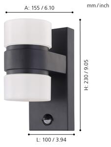 Eglo 96276 - LED Vonkajšie nástenné svietidlo s čidlom ATOLLARI 2xLED/6W
