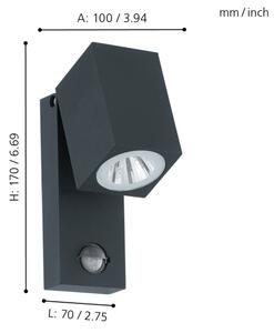 Eglo 96287 - LED Vonkajšie nástenné svietidlo s čidlom SAKEDA LED/5W/230V