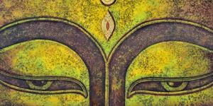 Obraz oči Budhu maľované akrylovou farbou - 100x50
