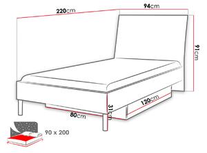 Detská posteľ s matracom a roštom 90x200 GORT 2 - biela / lesklá šedá