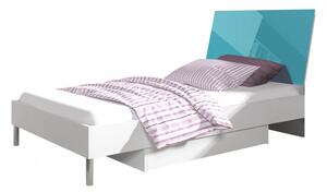 Detská posteľ s roštom 90x200 GORT 2 - biela / lesklá tyrkysová