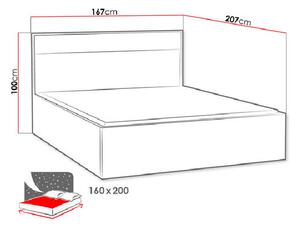 Manželská posteľ bez matraca s LED osvetlením 160x200 SUCRE - orech hikora / dub
