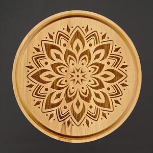 AMADEA Drevená servírovacia doska - podnos mandala, masívne drevo, 30 cm