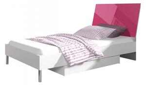 Detská posteľ s roštom 90x200 GORT 2 - biela / lesklá ružová