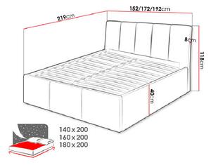 Čalúnená manželská posteľ 140x200 TRALEE - šedá