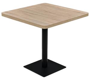 Bistro stolík, MDF a oceľ, štvorcový, 80x80x75 cm, dubová farba