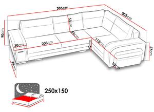 Rohová rozkladacia sedačka s úložným priestorom NECHI - biela ekokoža / čierna, ľavý roh