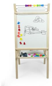 Drevená detská magnetická tabuľa s počítadlom a príslušenstvom