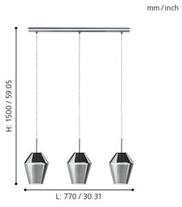 Eglo 96774 - Závesný luster na lanku MURMILLO 3xE27/28W/230V