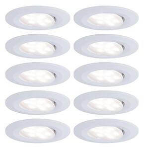 Paulmann Calla, biela, stmievateľná, otočná, 4 000 K, 9 cm, sada 10 ks, Biela / opálová, Kúpeľňa, Plast, Moderný, Zapustené okrúhle