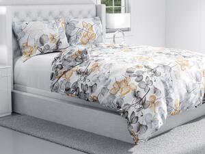 Biante Bavlnené posteľné obliečky Sandra SA-367 Sivo-oranžové kvety na bielom Predĺžené 140x220 a 70x90 cm