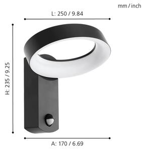 Eglo 97308 - LED Vonkajšie nástenné svietidlo so senzorom PERNATE LED/11W/230V