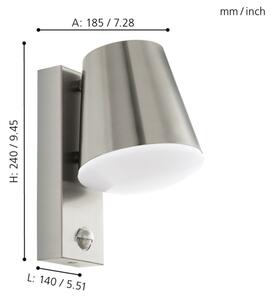 Eglo 97453 - Vonkajšie nástenné svietidlo so senzorom CALDIERO 1xE27/10W/230V IP44