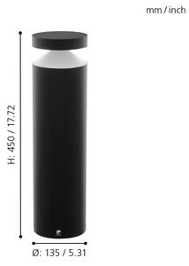 Eglo 97632 - LED vonkajšia lampa MELZO LED/11W/230V čierna 450 mm IP65