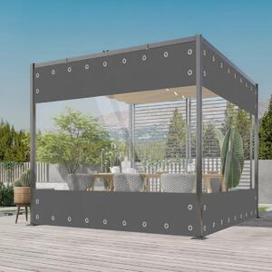Priehľadná PVC plachta – Vodotesná – Kryt – Veranda – Strecha – Vetrolam – Sivá – 210 x 300 cm