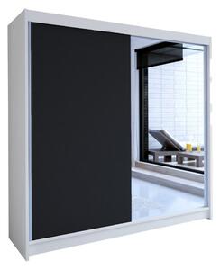 Šatníková skriňa 180 cm so zrkadlom a LED RGB osvetlením VILMA 1 - čierna
