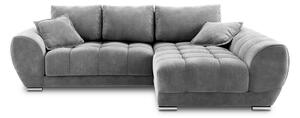 Sivá rozkladacia rohová pohovka so zamatovým poťahom Windsor & Co Sofas Nuage, pravý roh
