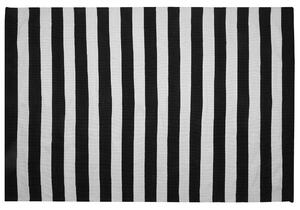 Vonkajší koberec čierno-biely 160 x 230 cm pruhovaný vzor ručne tkaný obdĺžnikový moderný