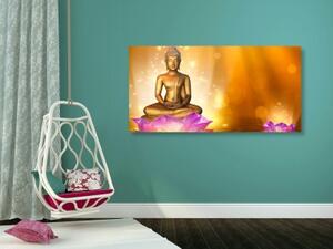 Obraz socha Budhu na lotosovom kvete - 100x50