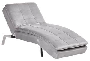 Leňoška svetlosivá zamatové čalúnenie nastaviteľné operadlo a nohy moderný glamour štýl
