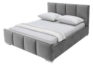 Sivá posteľ s roštom a kontajnerom FABRIZZIO SQUERE P 140x200 cm