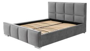 Sivá posteľ s roštom a kontajnerom FABRIZZIO SQUERE P 140x200 cm
