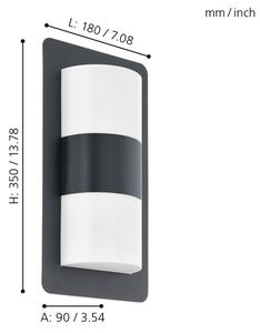 Eglo 98086 - Vonkajšie nástenné svietidlo CISTIERNA 2xE27/10W/230V antracit IP44