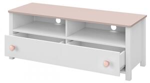 TV stolík LEGUAN - biely / ružový